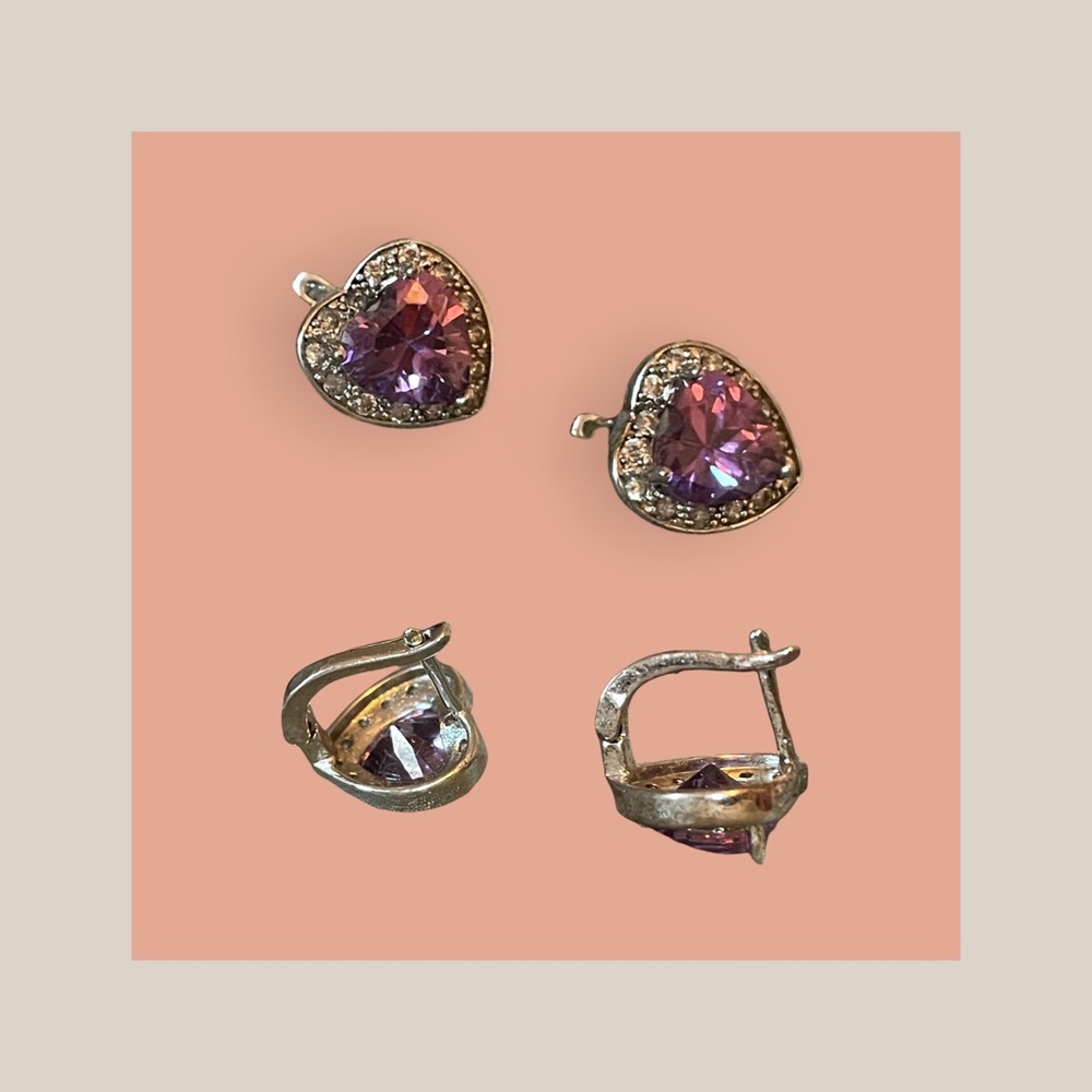 Amethyst Heart Earrings.